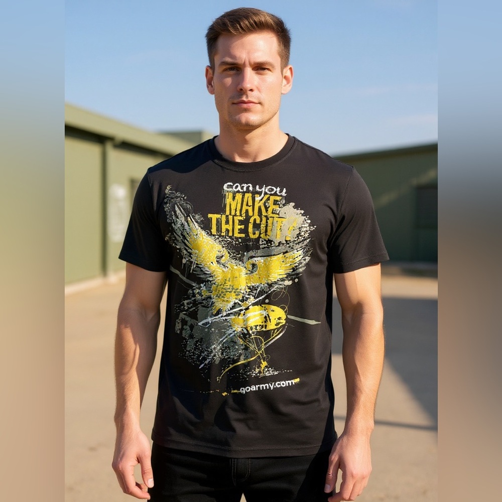 Men’s Black Graphic T-Shirt with Yellow Design
